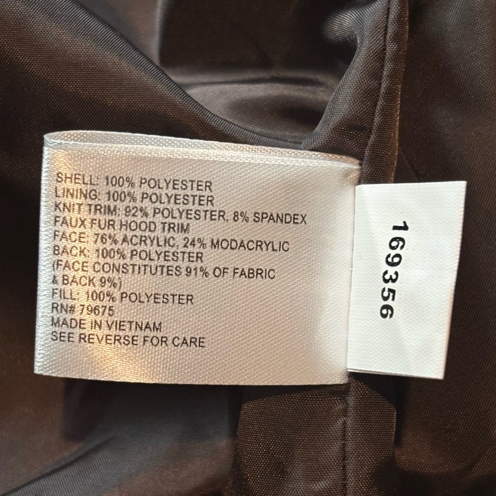 Michael Kors Chocolate Winter Puffer Coat MK Jacket Fur Hood Size S M L XL NWT - Picture 12 of 12